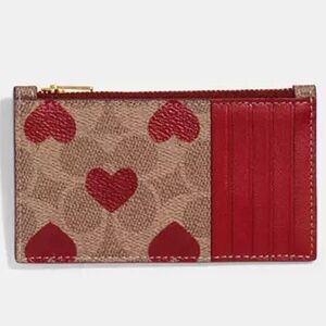 COACH CARD CASE - SIGNATURE CANVAS WITH HEART PRINT - SOLD OUT